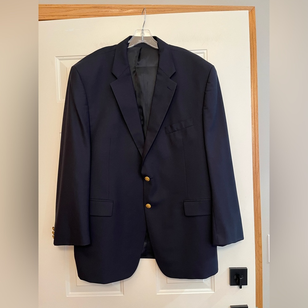 Vintage Polo University by Ralph Lauren navy blue wool blazer. Size 48R.